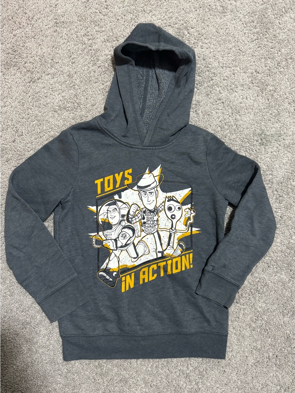 Disney Kids Charcoal Hoodie with Yellow Toy Story Graphic
